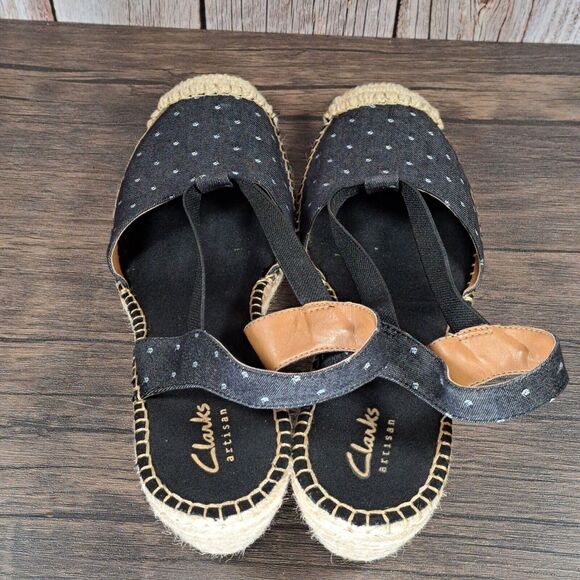 Clarks Petrina Kaelie Blue Espadrille Wedge Slingback Sandals Women's Size 8.5 M - Picture 6 of 8